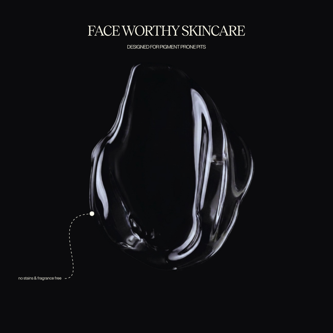 Clear gel texture of Éclair deodorant on black, "Face worthy skincare"