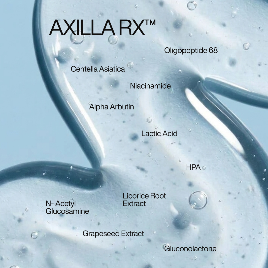 Axilla RX complex in Éclair: oligopeptide-68, niacinamide, alpha arbutin, lactic acid, PHA and licorice root